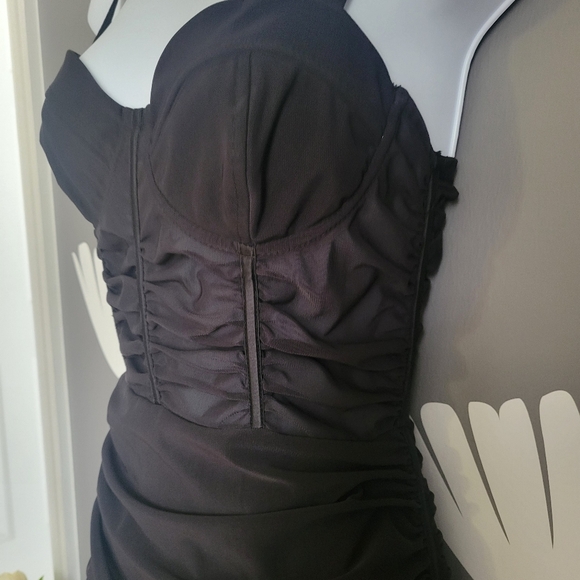 NWOT Leau Mesh Bodycon Corset Mini Dress Black Size Medium - Picture 4 of 10